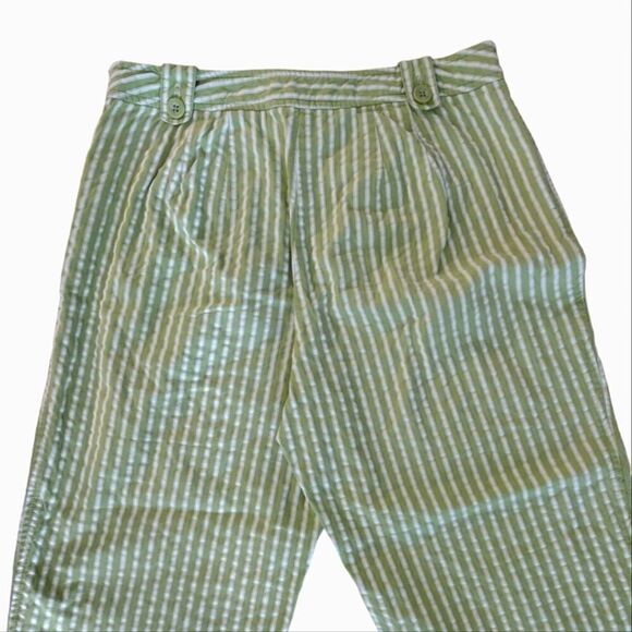 VTG 80s Lime Green Striped High Waist Stretch Mom Capri Pants SZ 8 - Picture 9 of 13